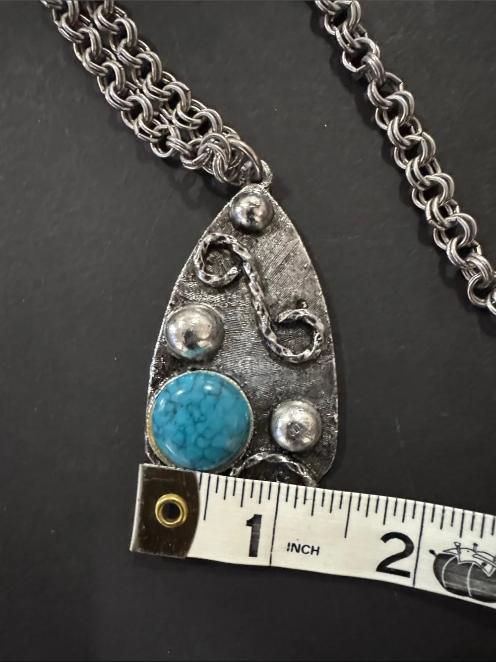 Vintage 55” Trifari Silver Chain Necklace with Pendant